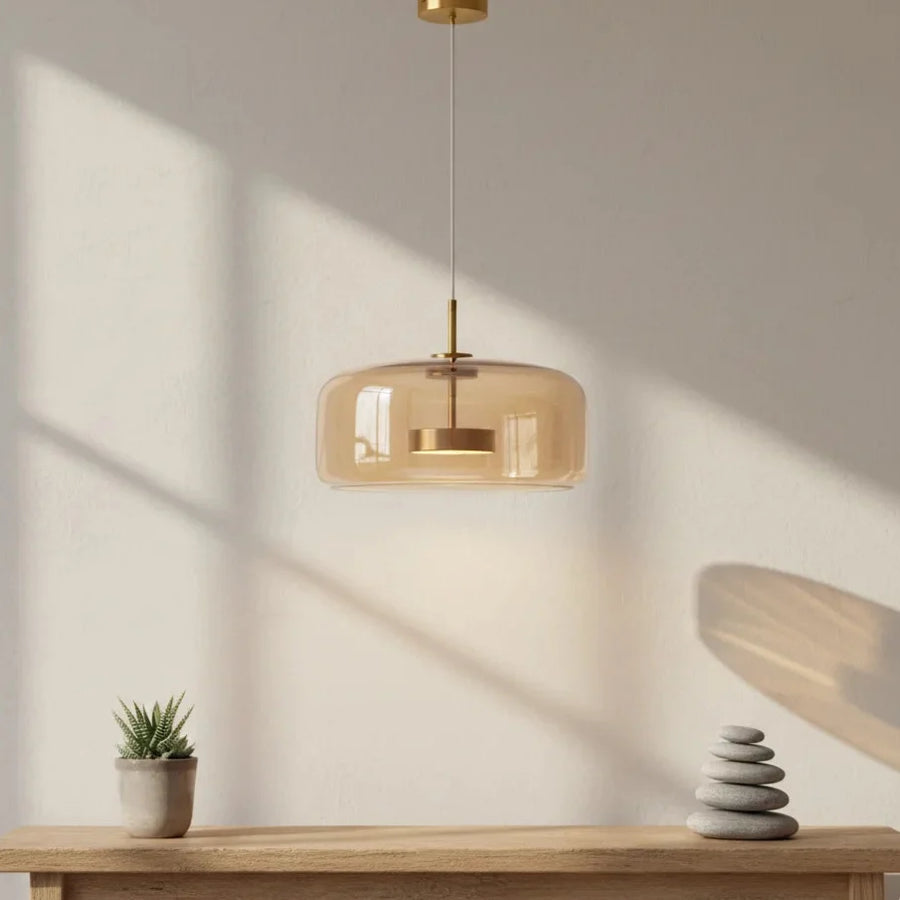 B&B Amber Glass Dome Pendant Light