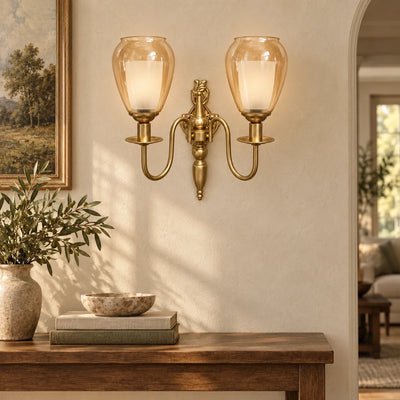 Bliss & Birch Twin Amber Tulip-Shade Wall Sconce