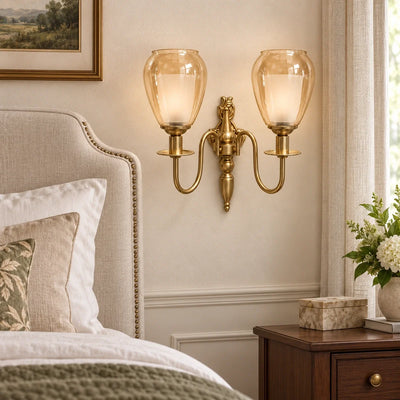 Bliss & Birch Twin Amber Tulip-Shade Wall Sconce