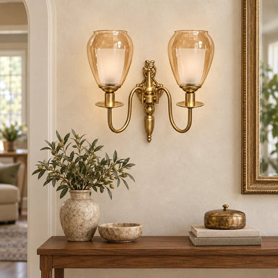 Bliss & Birch Twin Amber Tulip-Shade Wall Sconce