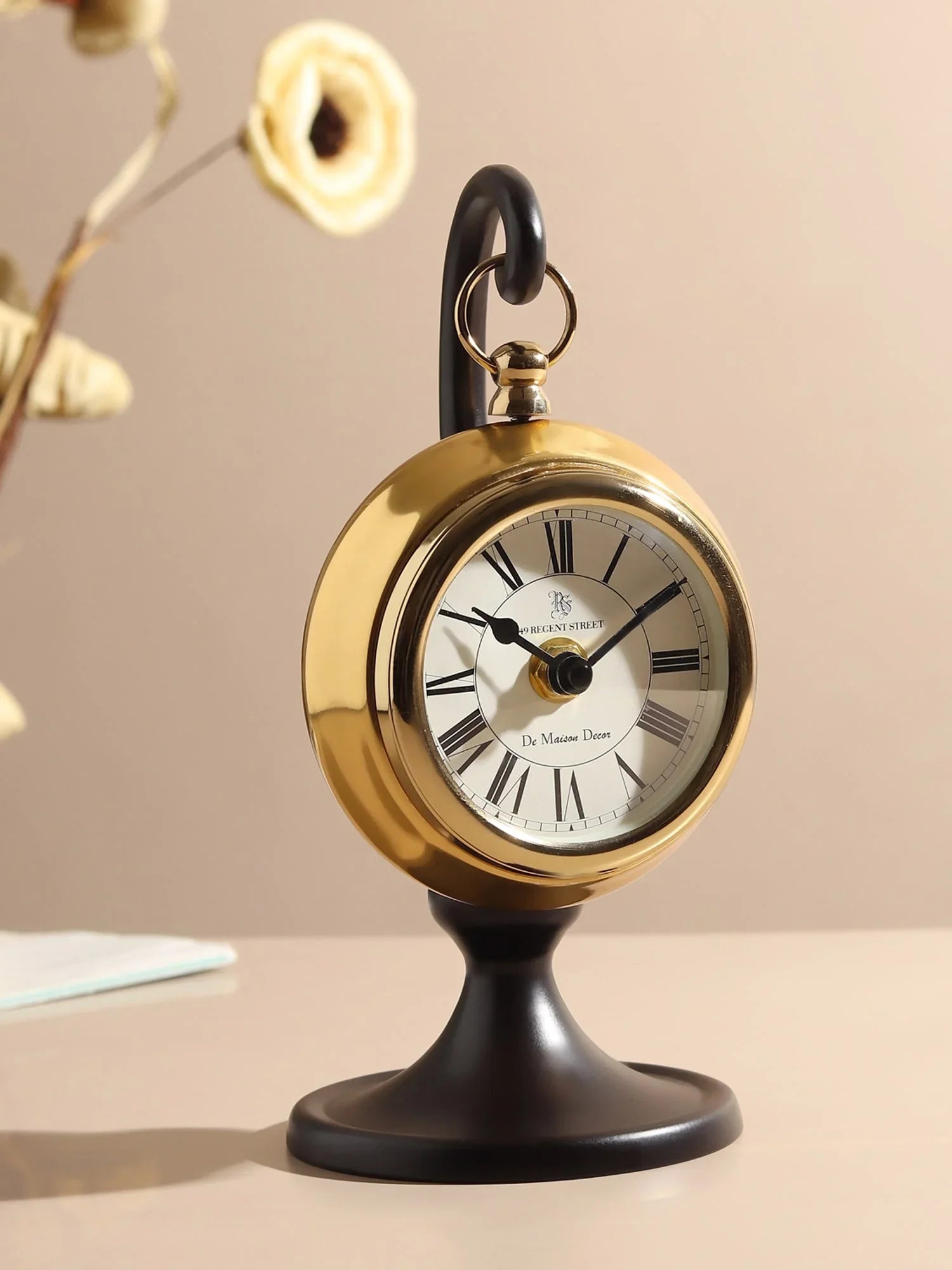 Seishi Table Clock | Minimal Desk Clock in Gold & Silver Finish for Office Decor