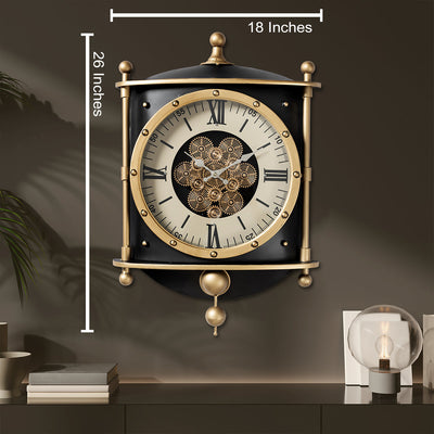 Signature Time Luxury Designer Silent Movement Wall Clock For Living Room With Moving Gear Mechanism Buy Wall Clock Online (Steel Body)