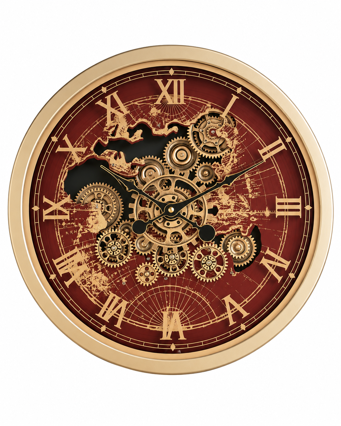 Worldline Timepiece Luxury Designer Silent Movement Wall Clock For Living Room With Moving Gear Mechanism Buy Wall Clock Online - Medium (Wine Red) (Brushing Luxury Watch Dial Collection)