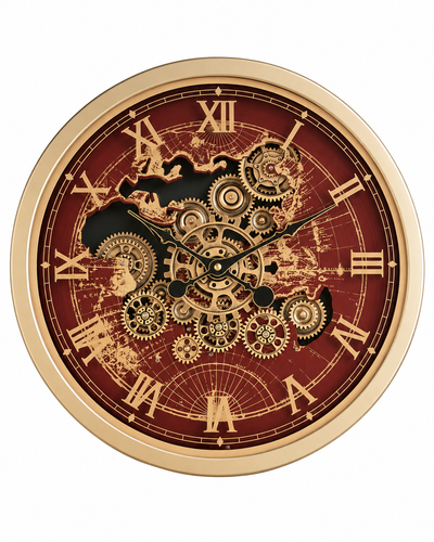 Worldline Timepiece Luxury Designer Silent Movement Wall Clock For Living Room With Moving Gear Mechanism Buy Wall Clock Online - Big (Wine Red) (Brushing Luxury Watch Dial Collection)