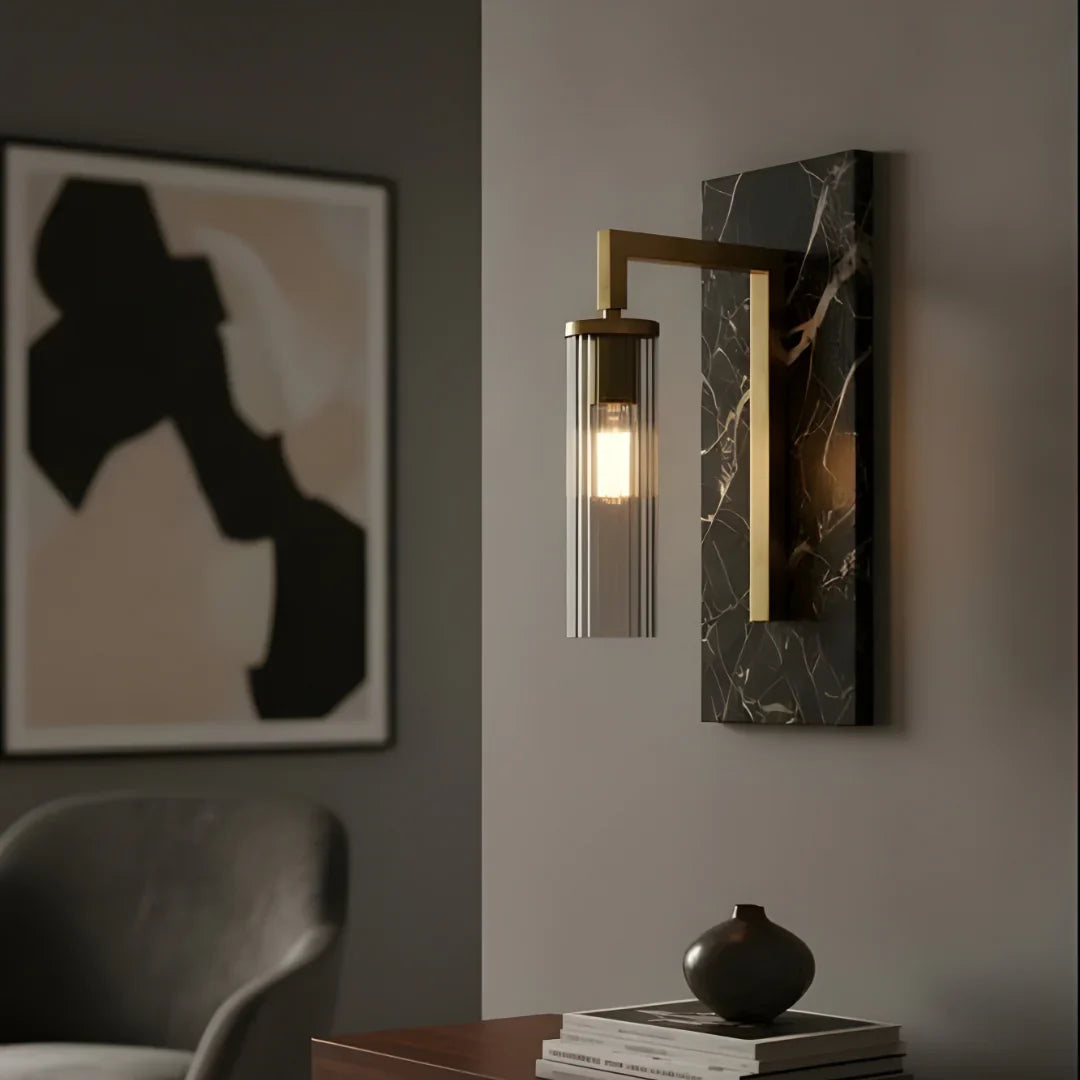 Bliss & Birch Black Lumina Marble Wall Lamp