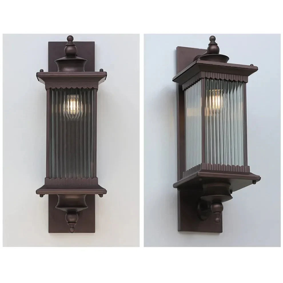 Bliss & Birch Vintage Outdoor Lantern Wall Light – Waterproof Exterior Sconce (Black / Coffee)