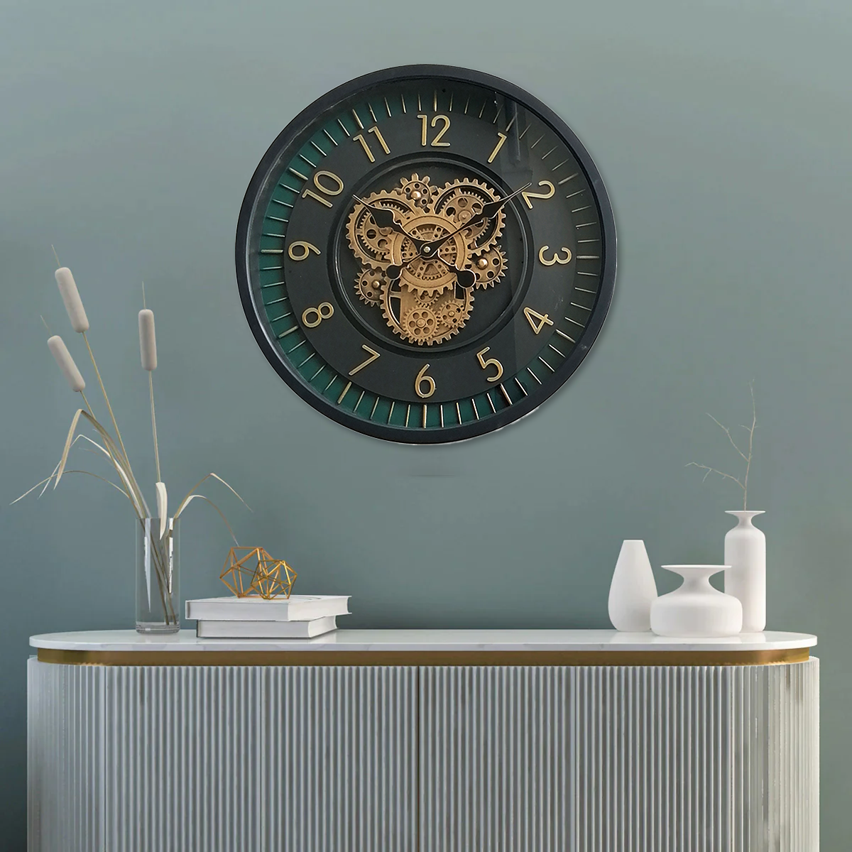 Chrono Master Luxury Wall clock With Moving Gear Mechanism (Steel Body)