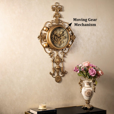 Grand Florentine Luxury Designer Wall Clock With Moving Gear Mechanism Buy Wall Clock Online (Steel Body)