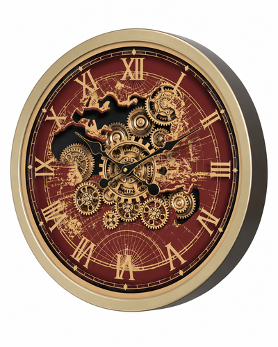 Worldline Timepiece Luxury Designer Silent Movement Wall Clock For Living Room With Moving Gear Mechanism Buy Wall Clock Online - Medium (Wine Red) (Brushing Luxury Watch Dial Collection)