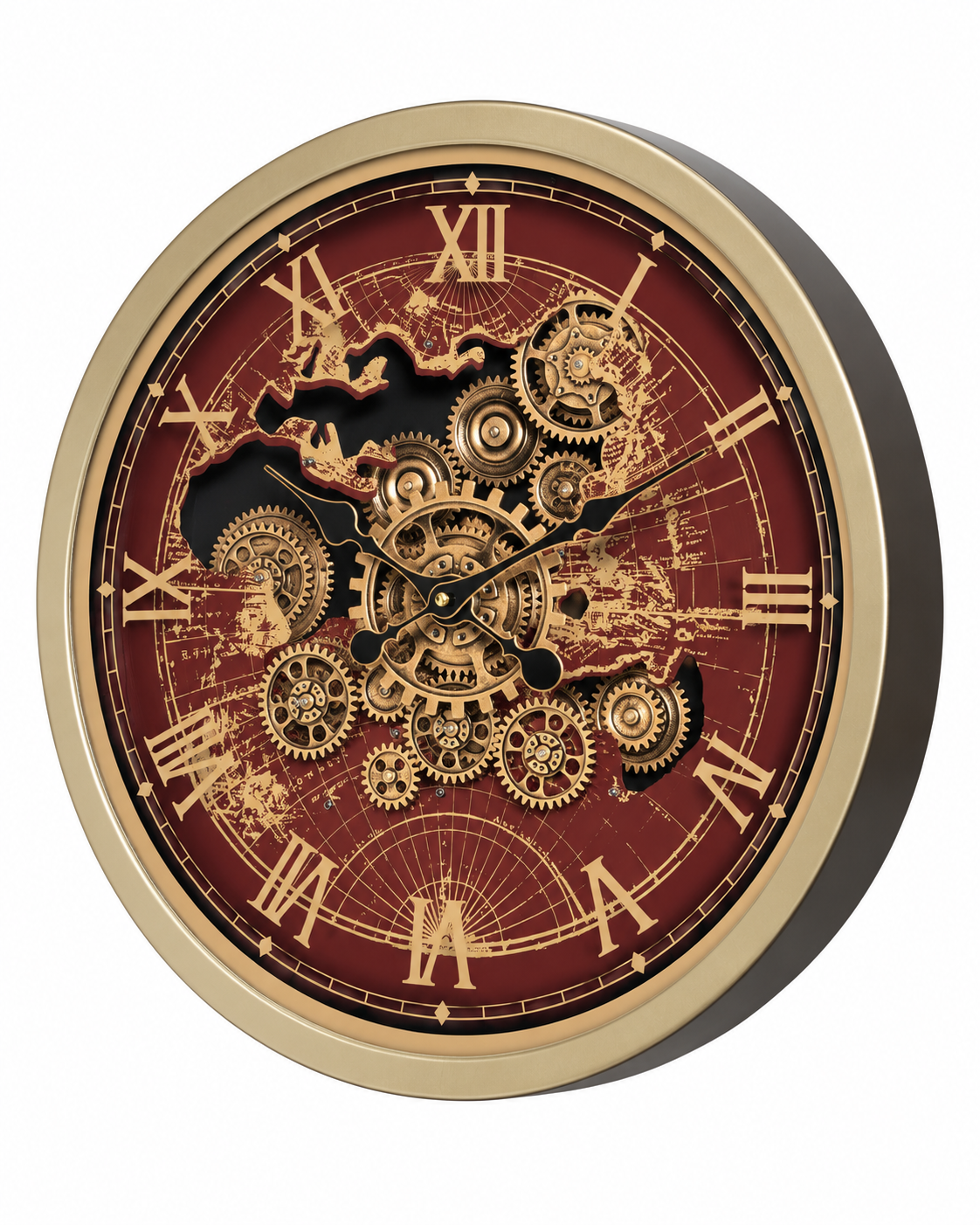 Worldline Timepiece Luxury Designer Silent Movement Wall Clock For Living Room With Moving Gear Mechanism Buy Wall Clock Online - Big (Wine Red) (Brushing Luxury Watch Dial Collection)
