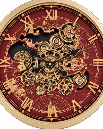 Worldline Timepiece Luxury Designer Silent Movement Wall Clock For Living Room With Moving Gear Mechanism Buy Wall Clock Online - Big (Wine Red) (Brushing Luxury Watch Dial Collection)
