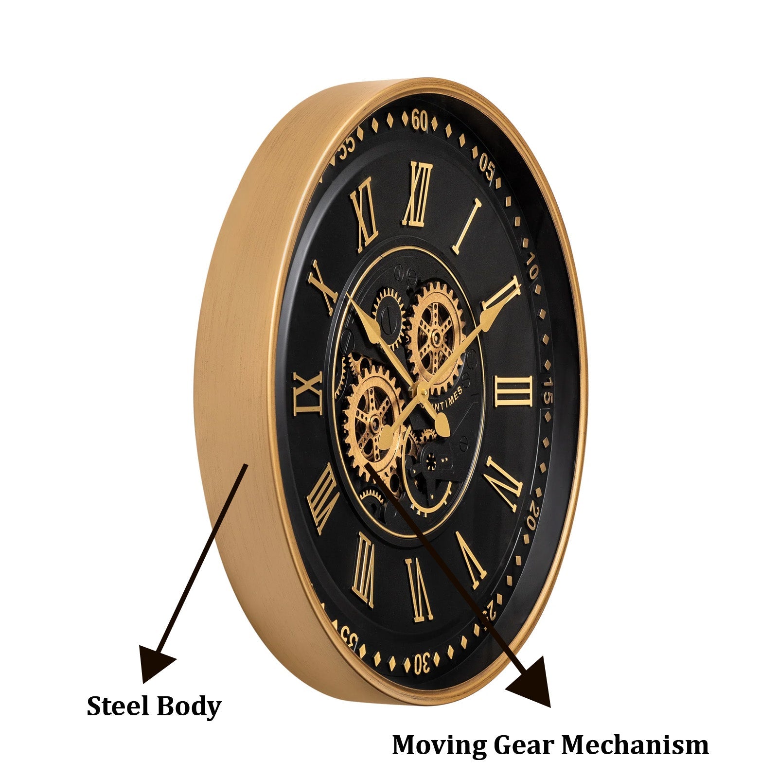 Whisper of Hours  Luxury Designer Silent Movement Wall Clocks for the Home With Moving Gear Mechanism Buy Wall Clock Online (Steel Body)