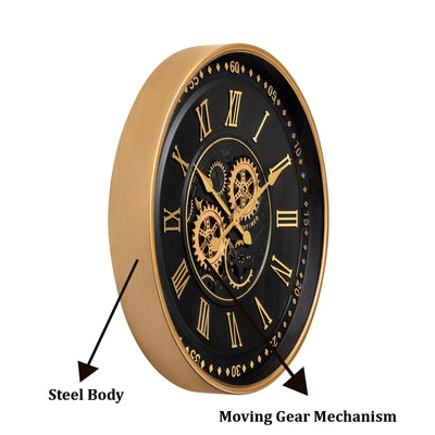 Whisper of Hours  Luxury Designer Silent Movement Wall Clocks for the Home With Moving Gear Mechanism Buy Wall Clock Online (Steel Body)