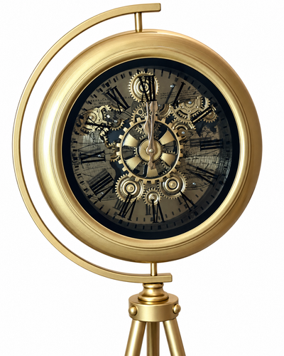 Divine Time Luxury Designer Silent Movement Standing Clock With Moving Gear Mechanism (Steel Body)