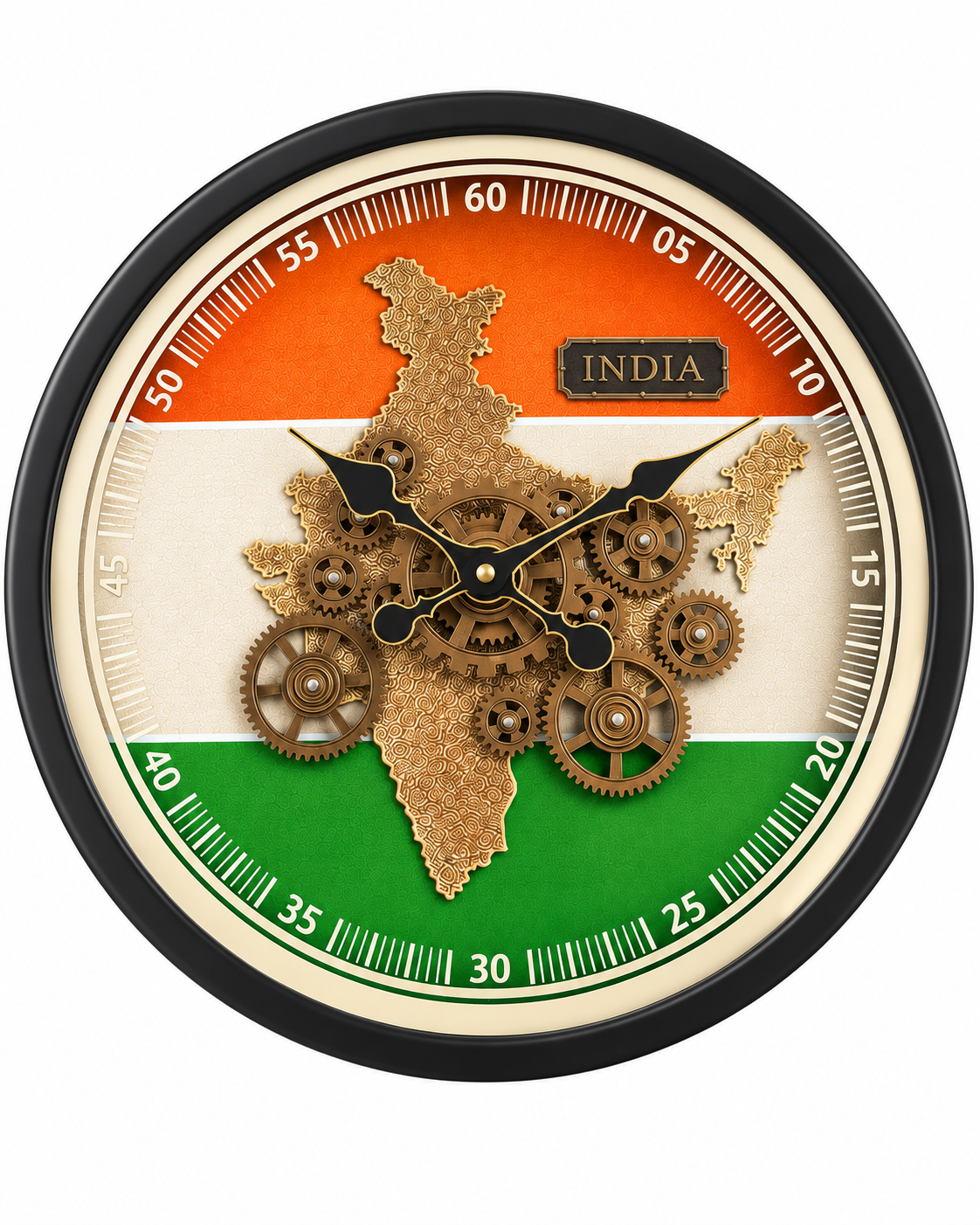 India In Motion Gear Movement Wall Clock For Living Room With Moving Gear Mechanism By Dekor Company - Medium (Steel Body)
