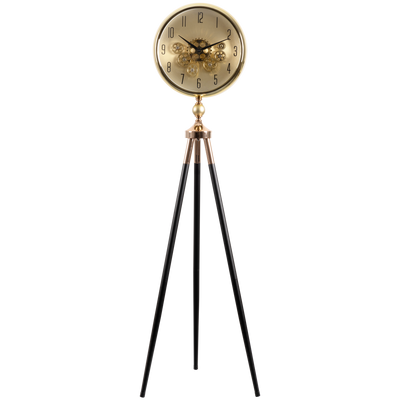 Momentum Dial Tripod Base Luxury Designer Clock With Moving Gear Mechanism