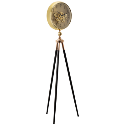 Momentum Dial Tripod Base Luxury Designer Clock With Moving Gear Mechanism