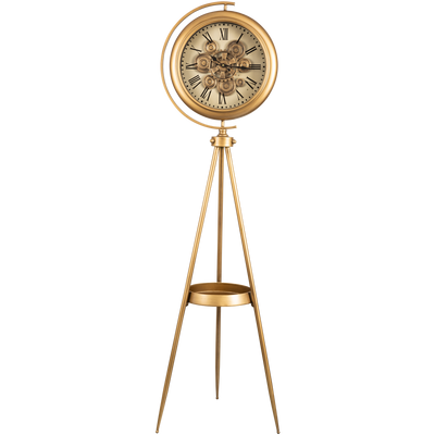 Golden Meridian Tripod Base Luxury Designer Standing Clock With Moving Gear Mechanism Buy Floor Clock Online (Steel Body)