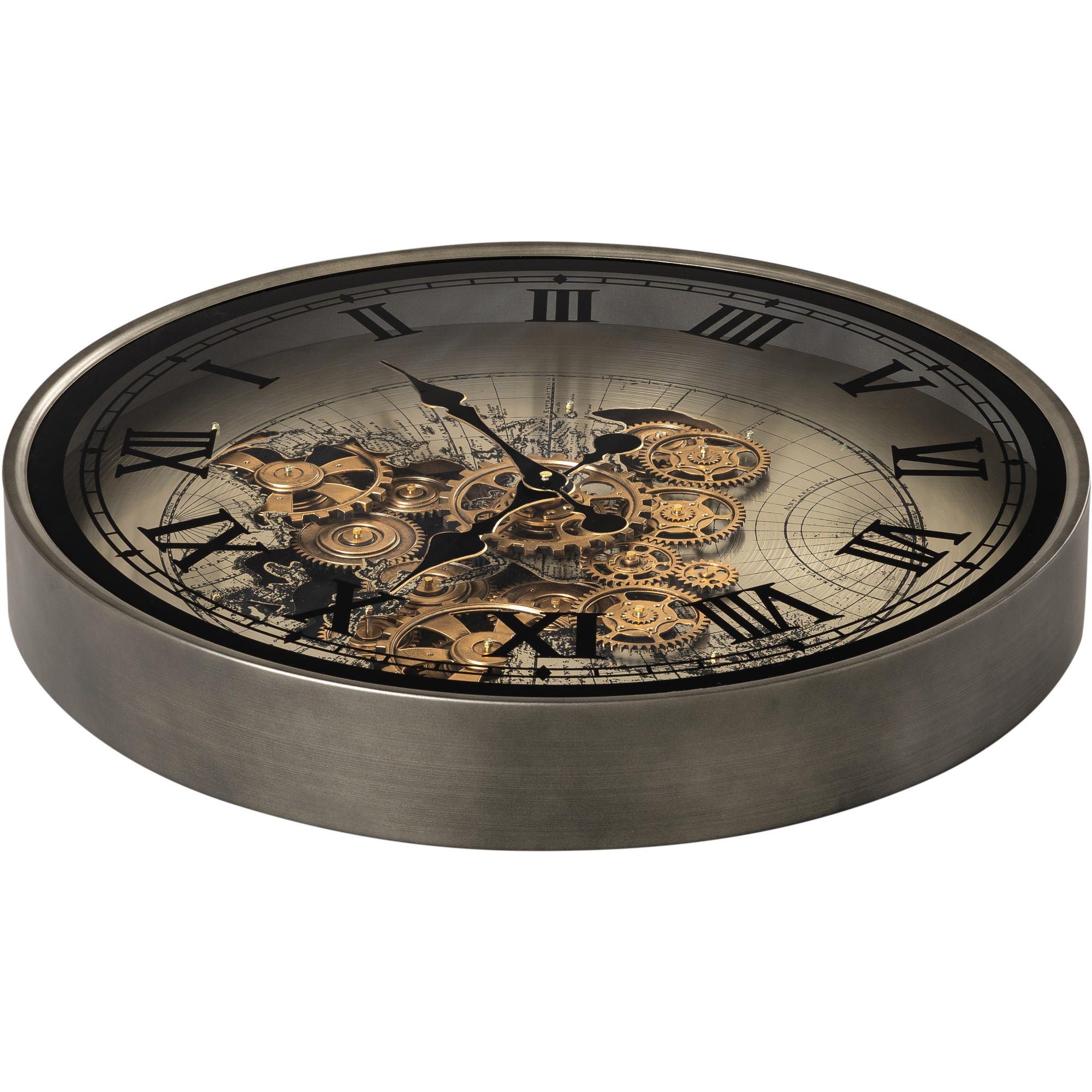 Phantom Dial Luxury Designer Wall Clock For Living Room With Moving Gear Mechanism Buy Wall Clock Online - Medium (Black) (Steel Body)