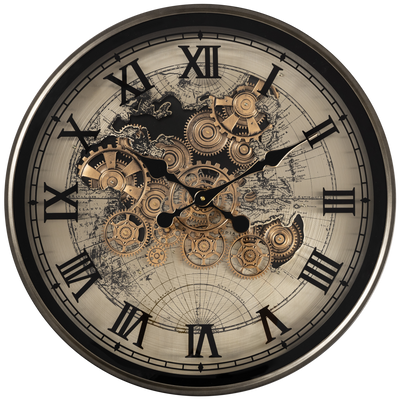 Phantom Dial Luxury Designer Wall Clock For Living Room With Moving Gear Mechanism Buy Wall Clock Online - Big (Black) (Steel Body)
