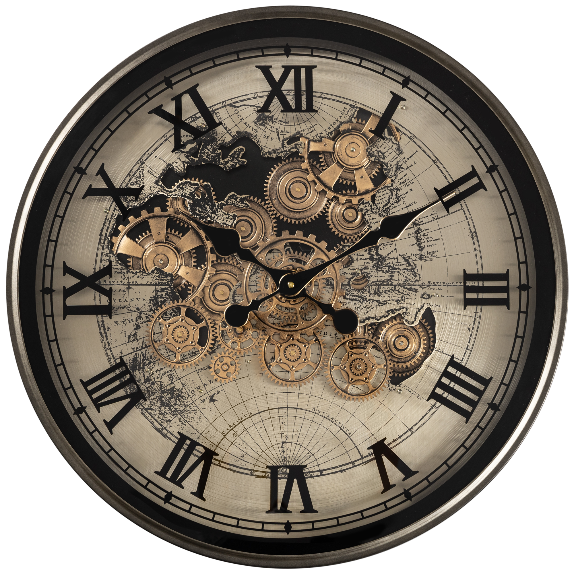 Phantom Dial Luxury Designer Wall Clock For Living Room With Moving Gear Mechanism Buy Wall Clock Online - Medium (Black) (Steel Body)