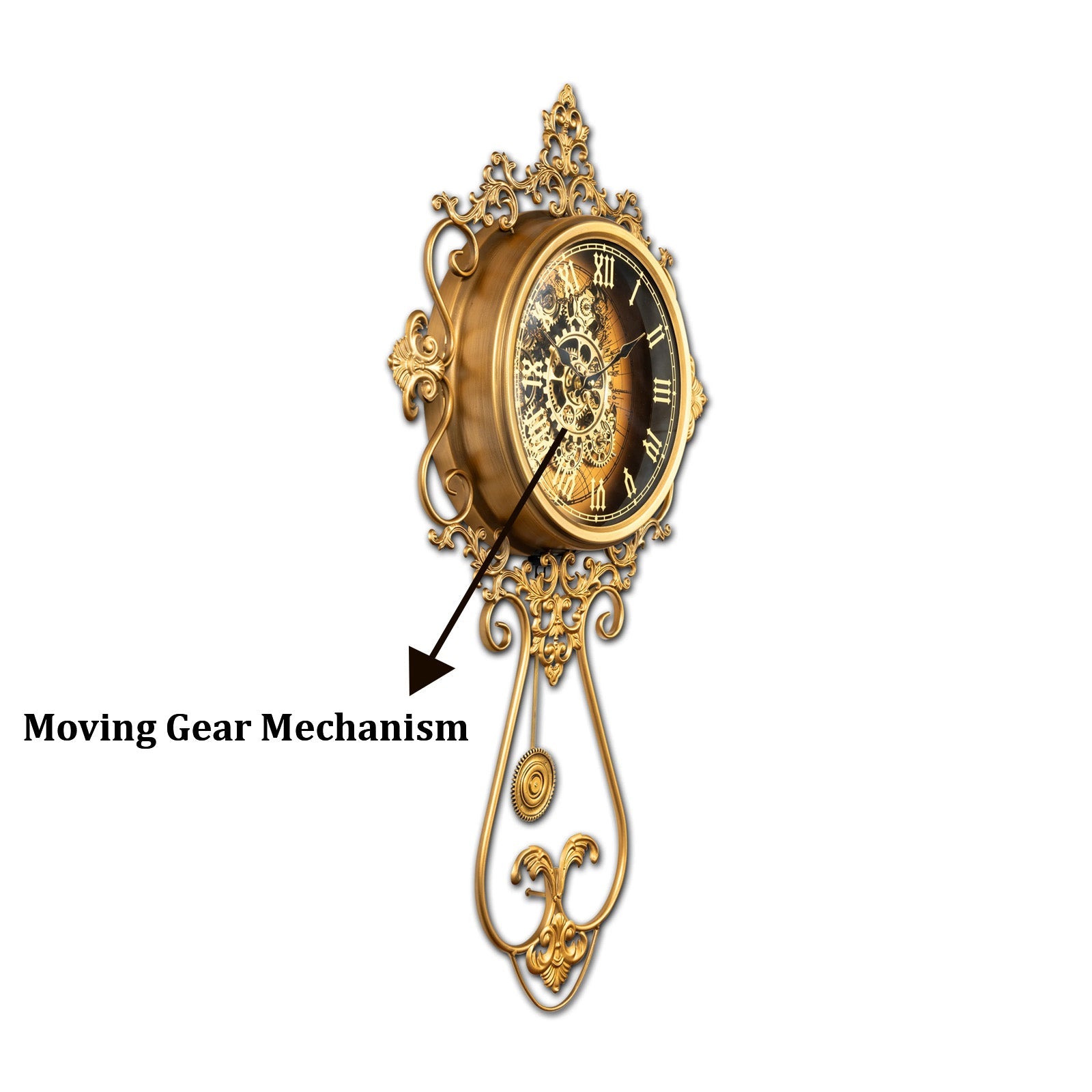 Hour Horizon Luxury Designer Pendulum Clock With Moving Gear/Pendulum Mechanism Buy Wall Clock Online (Steel Body)