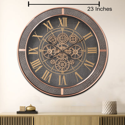Whispering Wheel Luxury Designer Watches Wall clocks for the Home With Moving Gear Mechanism Buy Wall Clock Online (Steel Body)