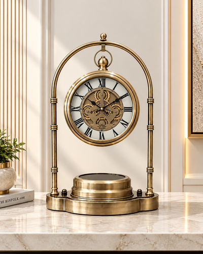 Meridia Time Designer Table Clock With Moving Gear Mechanism Buy Table Clock Online (Steel Body)