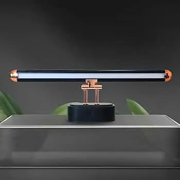 Modern Black Linear LED Wall Light with Copper-Tone Accents