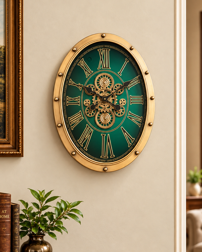 Meridian Time Luxury Designer Silent Movement Wall Clocks for the Home With Moving Gear Mechanism Buy Wall Clock Online (Steel Body)