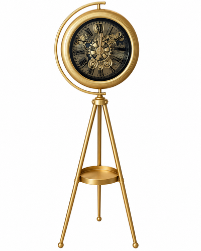 Divine Time Luxury Designer Silent Movement Standing Clock With Moving Gear Mechanism (Steel Body)