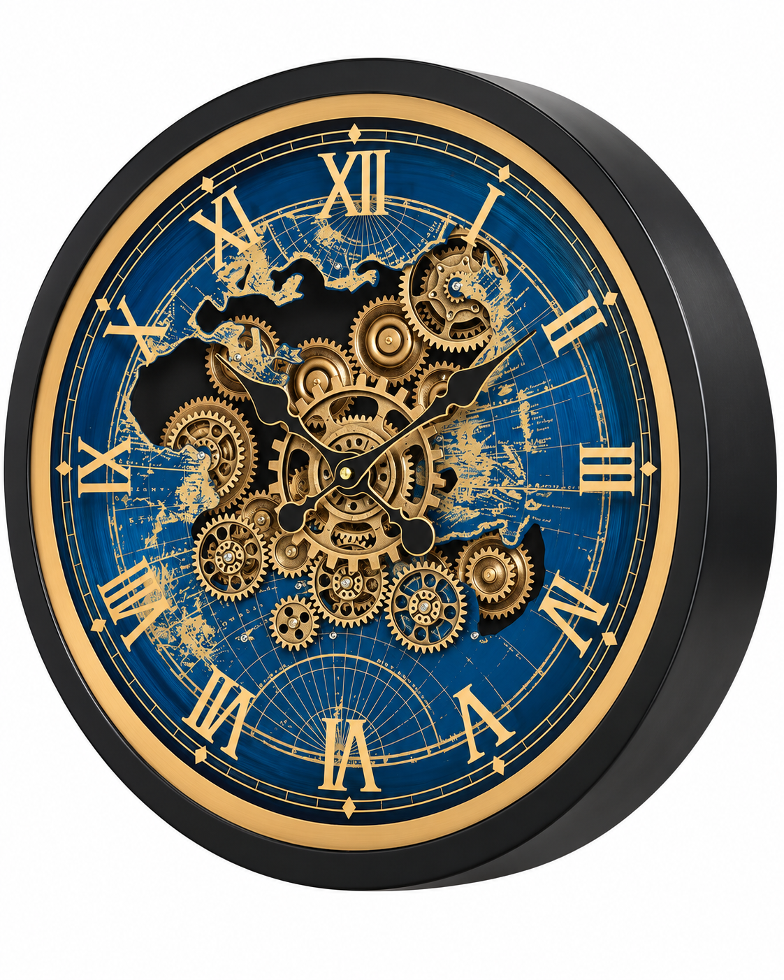 Worldline Timepiece Luxury Designer Silent Movement Wall Clock For Living Room With Moving Gear Mechanism Buy Wall Clock Online - Medium (Blue) (Radial Brushing Metallic Sheen)