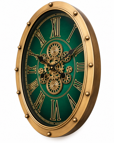 Meridian Time Luxury Designer Silent Movement Wall Clocks for the Home With Moving Gear Mechanism Buy Wall Clock Online (Steel Body)