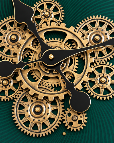 Meridian Time Luxury Designer Silent Movement Wall Clocks for the Home With Moving Gear Mechanism Buy Wall Clock Online (Steel Body)