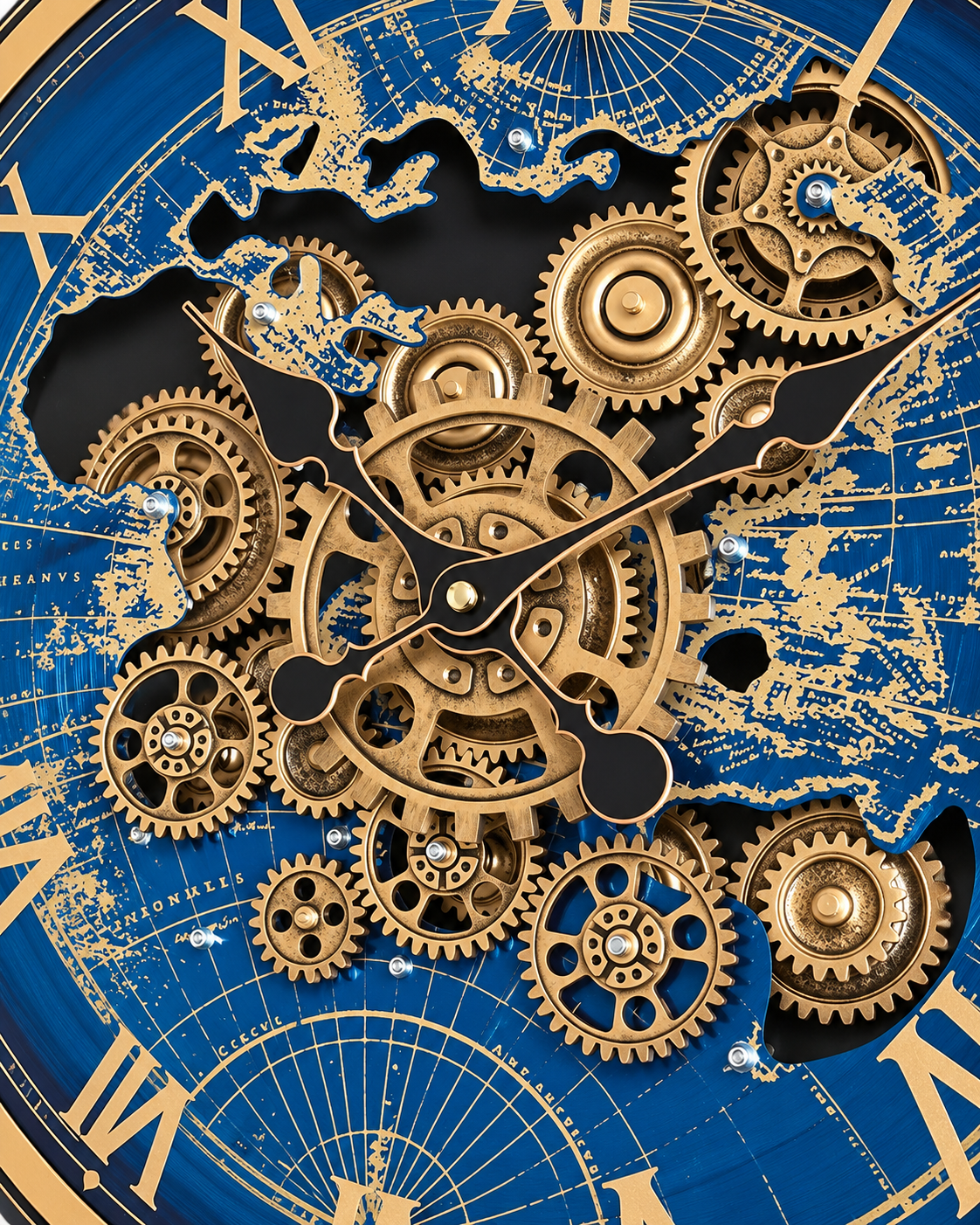 Worldline Timepiece Luxury Designer Silent Movement Wall Clock For Living Room With Moving Gear Mechanism Buy Wall Clock Online - Medium (Blue) (Radial Brushing Metallic Sheen)