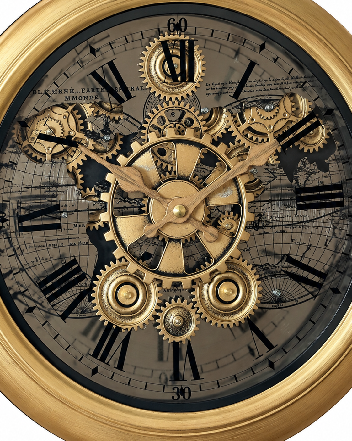 Signature Hour Luxury Designer Silent Movement Standing Clock With Moving Gear Mechanism (Steel Body)
