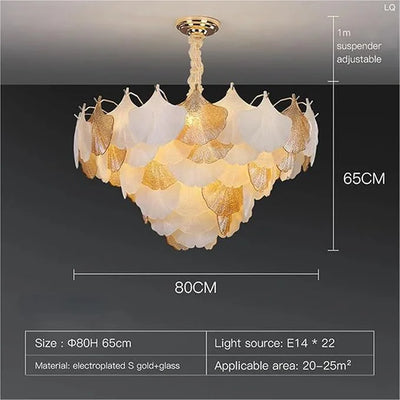 Golden Leaf Petal Chandelier
