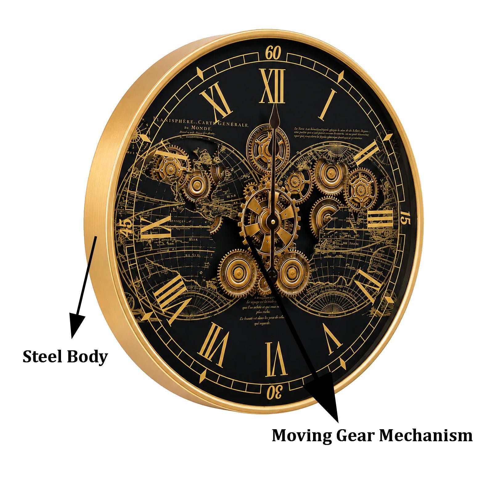 Chrono Luxe Luxury Designer Wall Clocks for the Home With Moving Gear Mechanism Buy Wall Clock Online (Steel Body) - Big