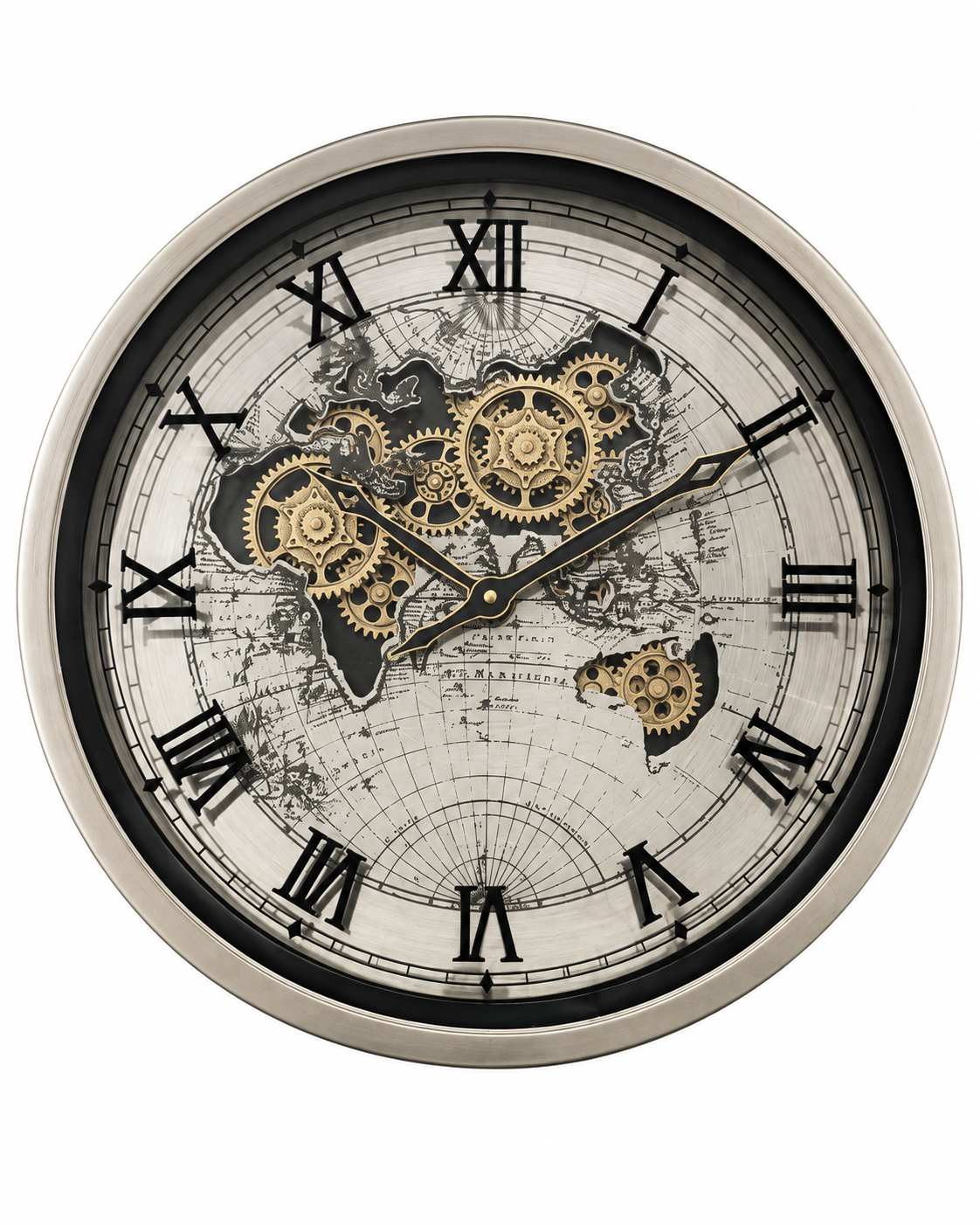 Time Traveller Wall Clock Luxury Designer Silent Movement Wall Clocks for the Home With Moving Gear Mechanism Buy Wall Clock Online (Steel Body) - Medium