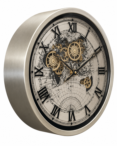 Time Traveller Wall Clock Luxury Designer Silent Movement Wall Clocks for the Home With Moving Gear Mechanism Buy Wall Clock Online (Steel Body) - Medium
