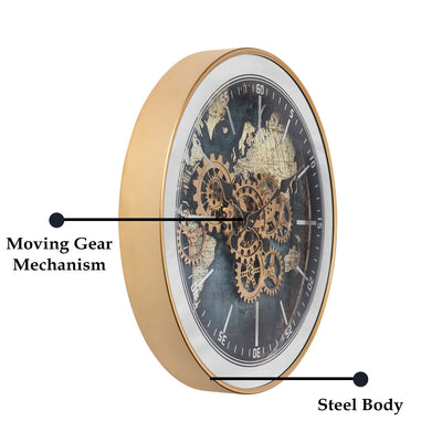 Prime Hour Luxury Designer Silent Movement Wall Clock For Living Room With Moving Gear Mechanism Buy Wall Clock Online - BIG (Steel Body)