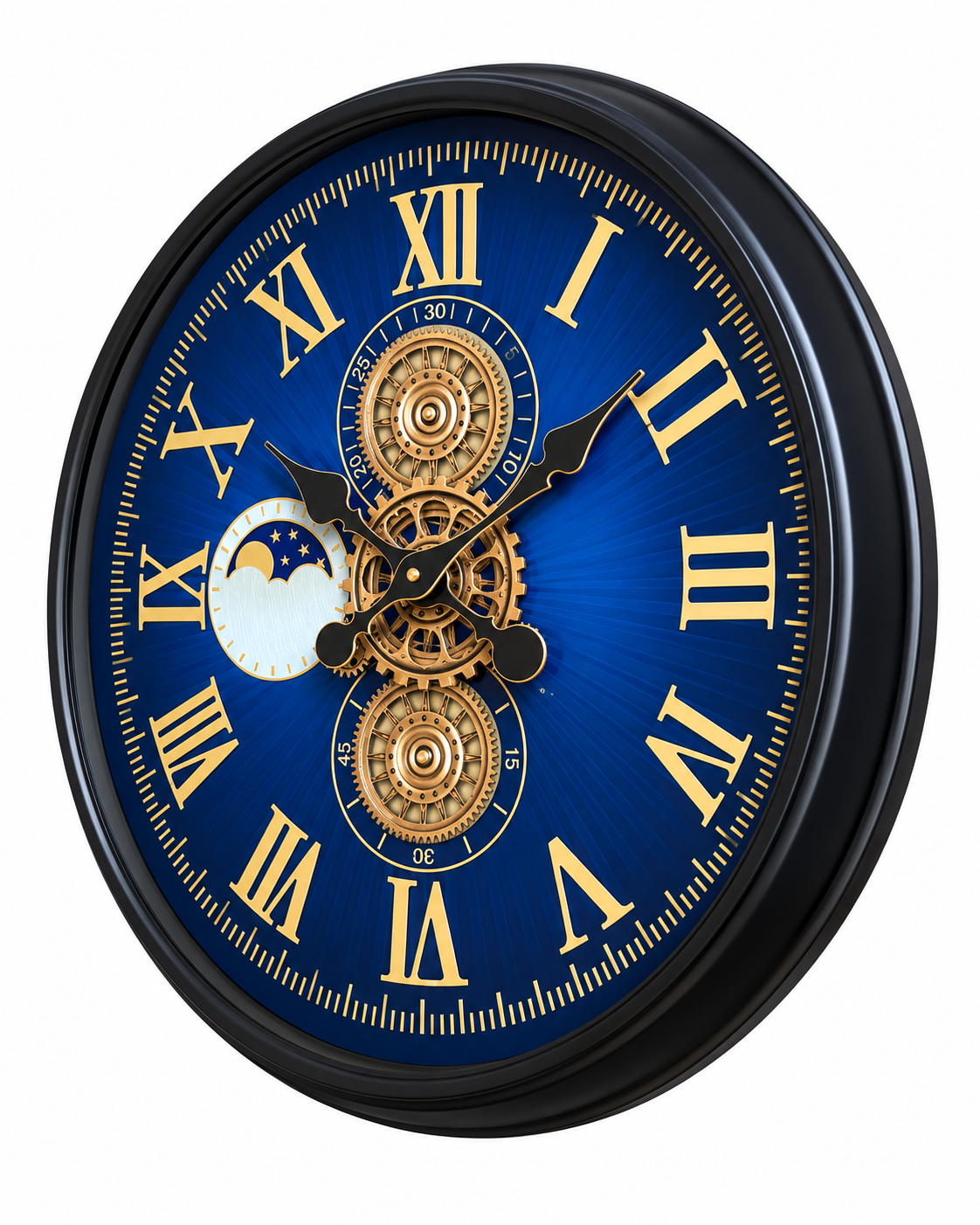 Grand Observatory Luxury Designer Silent Movement Wall Clocks for the Home With Moving Gear Mechanism Buy Wall Clock Online - Blue (Steel Body)