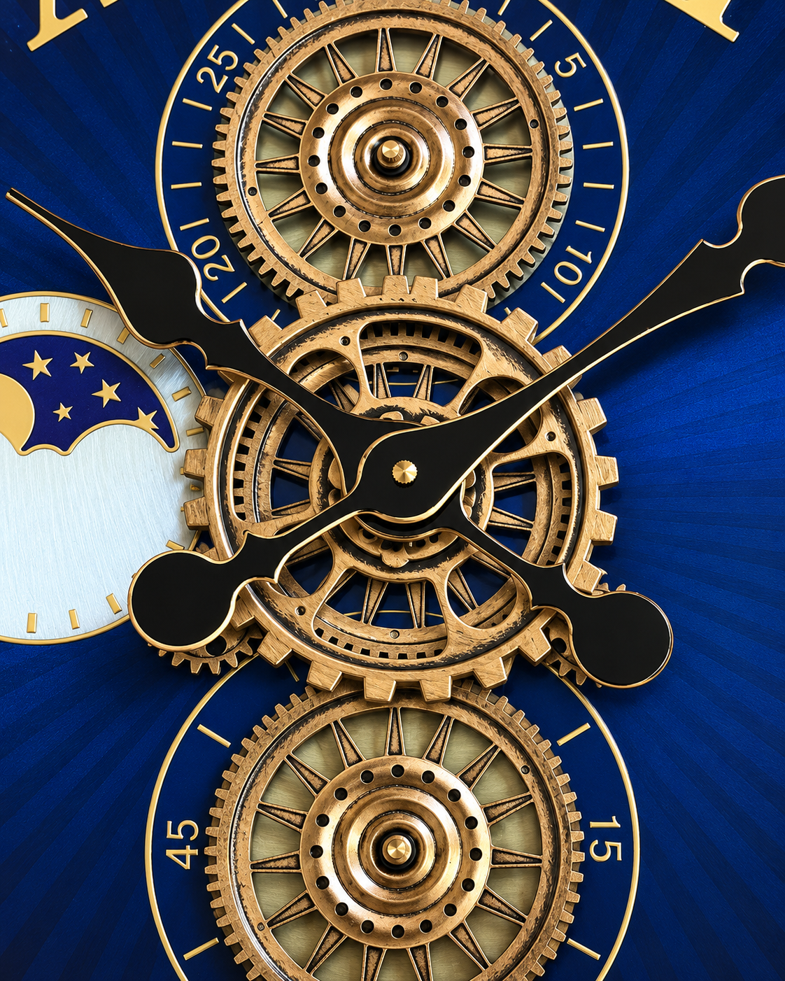Grand Observatory Luxury Designer Silent Movement Wall Clocks for the Home With Moving Gear Mechanism Buy Wall Clock Online - Blue (Steel Body)