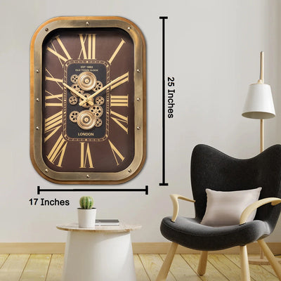 Old Town Heritage Luxury Designer Silent Movement Wall Clocks for the Home With Moving Gear Mechanism Buy Wall Clock Online (Steel Body)