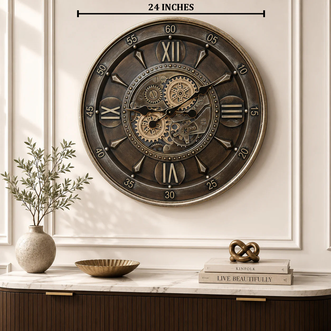Cedar Hour Luxury Designer Silent Movement Wall Clocks for the Home With Moving Gear Mechanism Buy Wall Clock Online (Steel Body)