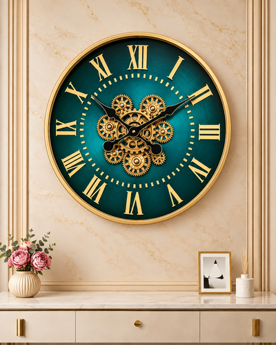 Classic Aura Luxury Designer Silent Movement Wall Clocks for the Home With Moving Gear Mechanism Buy Wall Clock Online (Steel Body)