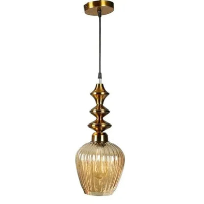 Vintage Lumina Amber Glass Pendant (Set of 2)