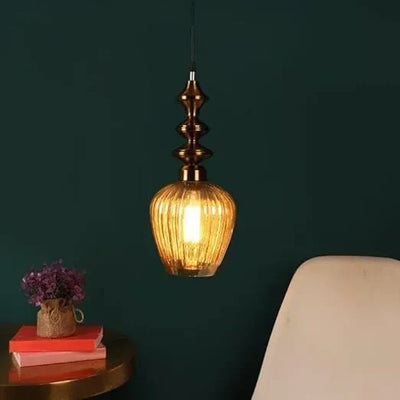 Vintage Lumina Amber Glass Pendant (Set of 2)