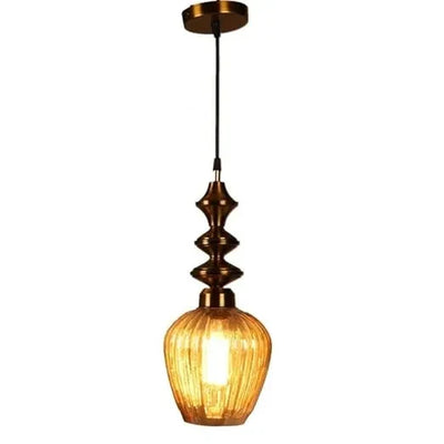 Vintage Lumina Amber Glass Pendant (Set of 2)