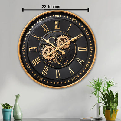 Whisper of Hours  Luxury Designer Silent Movement Wall Clocks for the Home With Moving Gear Mechanism Buy Wall Clock Online (Steel Body)